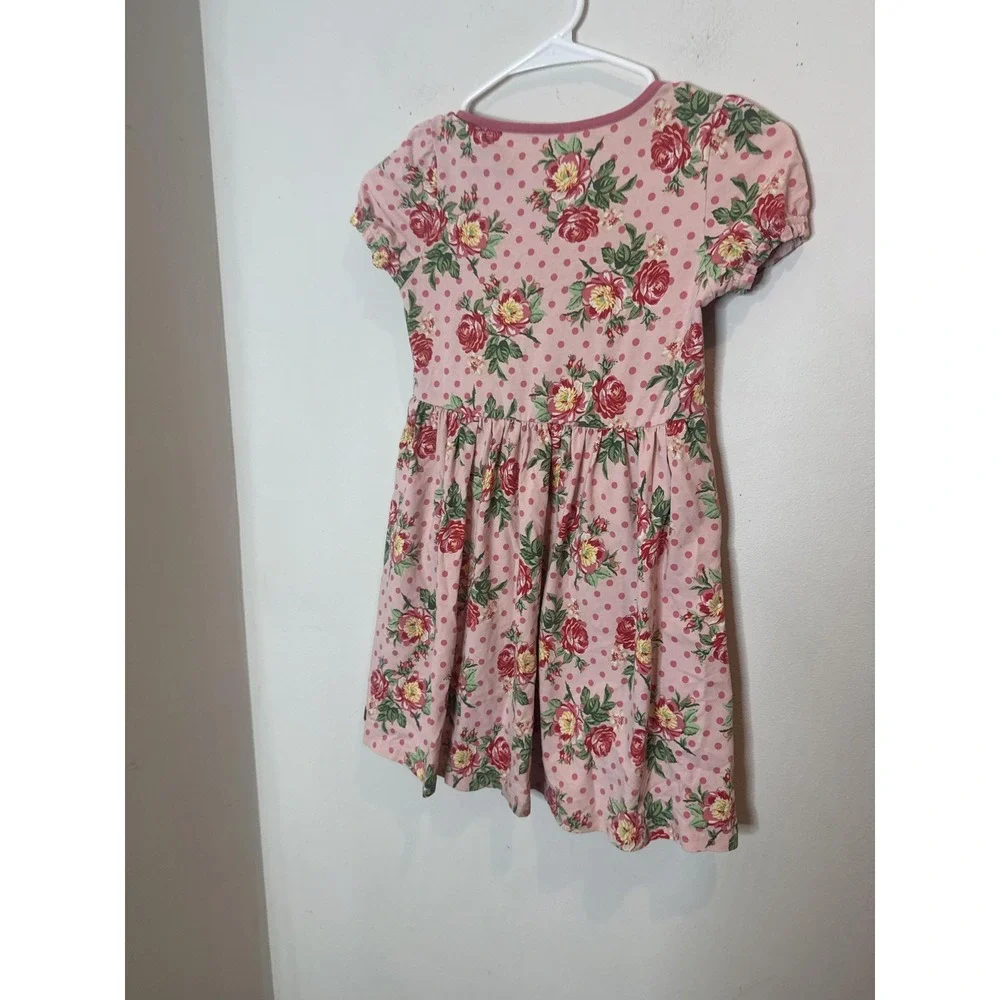 Matilda Jane Dress Girls 8 Pink Floral Polka Dot Short Sleeve Pockets Knit
